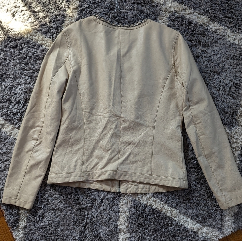 Carmin Faux Leather Jacket Chain Detailing Size L - Picture 3 of 5